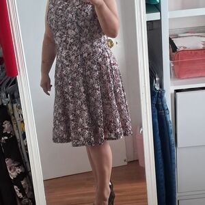 Danny & Nicole Floral Midi Dress - Pink and Black